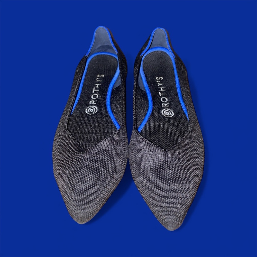 Rothy’s The Point Black Flats Slip-On Shoes Women’s Size 9.5 EUC
